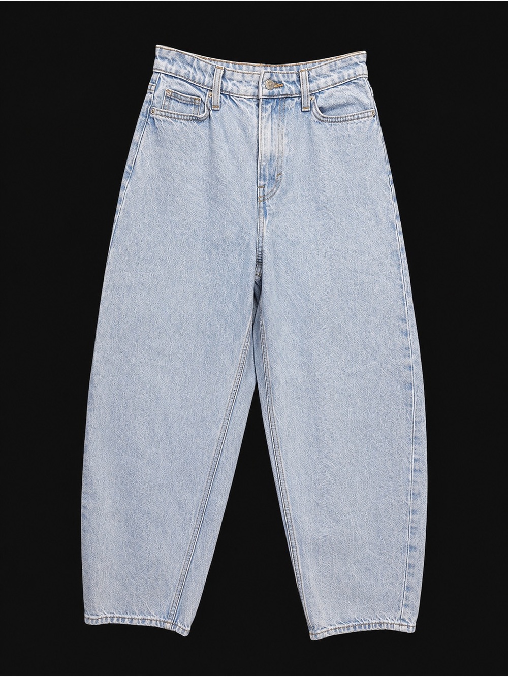 &Denim High Waist Barrel Jeans Light Wash Loose Fit